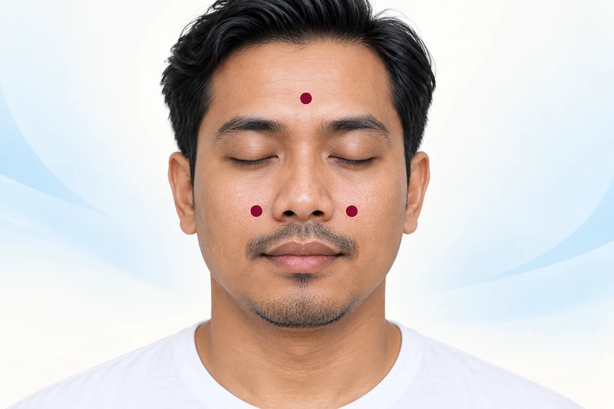 Ilustrasi dahi & sekeliling hidung untuk sapuan luaran